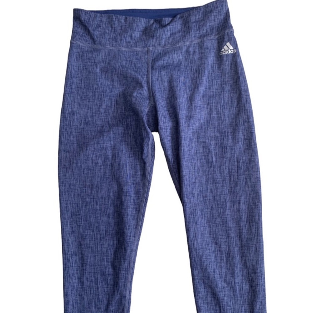 Adidas women’s medium stretch, Capri leggings 9” rise pouch in waist color Blue